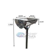 Lixeira Urbana com Tiras Vazadas em INOX 304 - 60x45x21 Cm