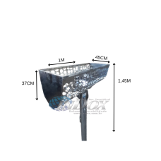 Lixeira Urbana com Tiras Vazadas em INOX 304 - 100x45x37 Cm